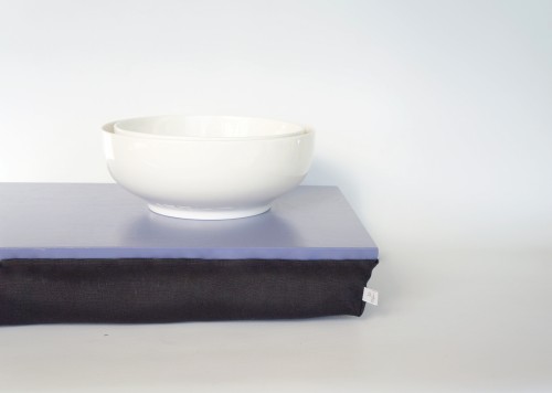 slight blue, black pillow tray
