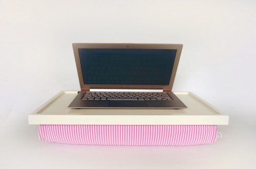 pink striped lap desk