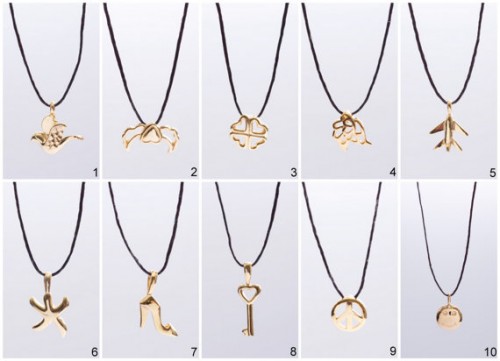 1 handmade symbol bracelet or necklace- gold plated silver 925 pendant on leather cord- Choose Any