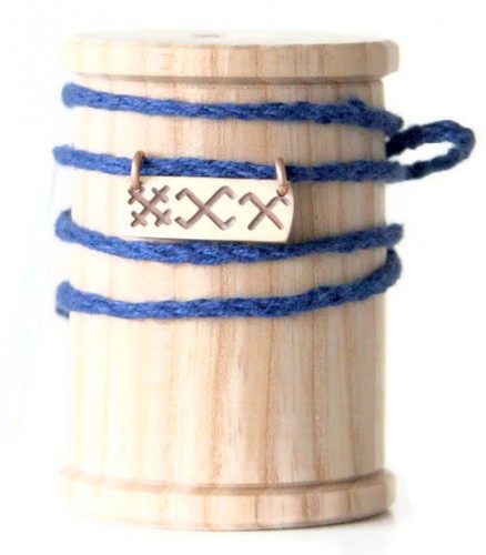 Charm jewelry- necklace or bracelet- handmade bronze pendant on linen thread- CROSS, MOON, PROSPERITY sings