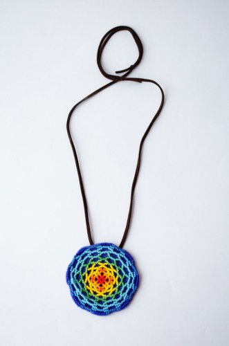 Colorful Web Amulet Necklace Red