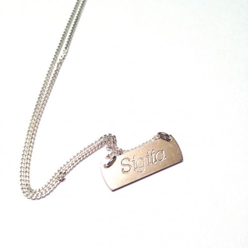 Personalized Name Necklace - sterling silver 925 pendant on 40cm long chain