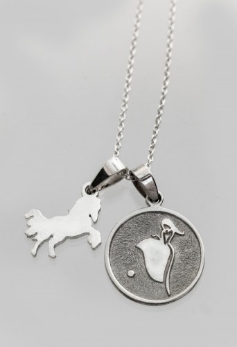 Power necklace - Fire Goddess with horse pendant- Sterling silver 9251