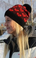 Stylish Knitted Black Red Love Hat Beanie Slouchy Autumn Winter Spring Fashion Accessories Womens or Teen hat Baggy
