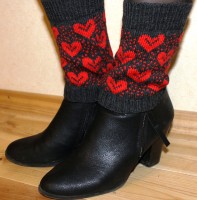 Knit Boot Cuffs Black and Red. Woman Boot Cuff Sock.