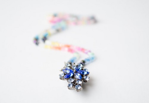 necklace with a flower red