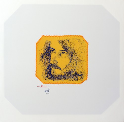 JOHN BONHAM 61,5 х 62,5 см. Хлопок, ткань, ручная вышивка нитками мулине. 30 000 р