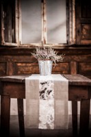 Gray and white linen table decor, housewares